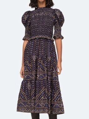 Sea Delphine Pucker Cotton Smocked floral dress